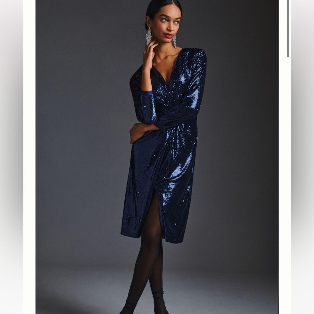 Anthropologie Twist-Front Sequin Dress Size 0 NWT